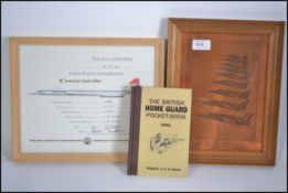 A framed and glazed Concorde certificate dated to 1977 awarded to FE Cole together with a 1976