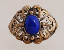 A 925 silver ring set with lapis lazuli