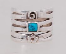 A 925 silver ring set with turquoise sto