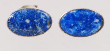 A silver & lapis lazuli pair of stud ear