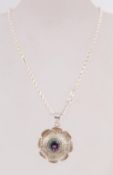 A 925 silver pendant necklace with large