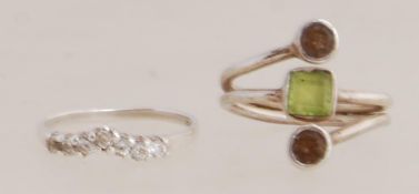 Two 925 contemporary silver rings, a wis