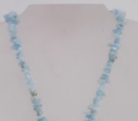 An blue grey glass bead necklace. Measur