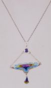 A 925 silver pendant necklace with enamm