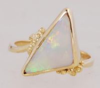A boxed contemporary 18ct gold and opal