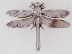 One large vintage silver plated Dragonfl