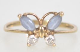 A 9ct gold hallmarked ladies butterfly r