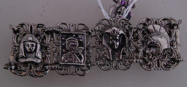 A vintage white metal link bracelet with