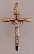 A 9ct gold pendant cross crucifix inscri