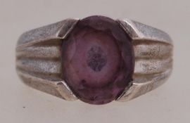 A 925 contemporary silver ring set with