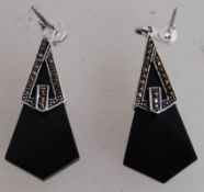 A pair of 925 silver Art Deco marcasite