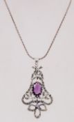 An Art Nouveau style silver pendant neck