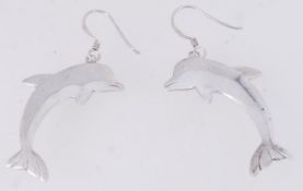 A pair of silver Dolphin drop earrings m
