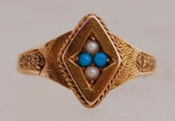 A Victorian 15ct gold ring set with turq