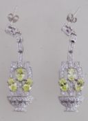 A pair of large 925 silver drop earrings