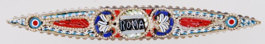 An Italian micro mosaic bar brooch. This