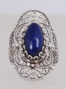 A 925 silver ring set with lapis lazuli