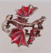 A contemporary 925 silver enamelled ring