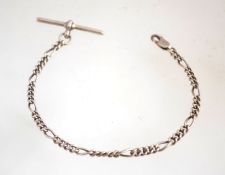 A silver figaro chain Albert bracelet, marked 