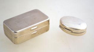 2 vintage pill boxes, one art deco chrome plated metal with engine turned decoration.