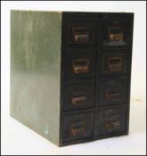 A believed ex British Military / Industrial 8 drawer filing index cabinet in the original green