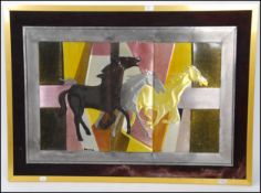 A 1970's Italian pressed metal retro mounted wall sculpture of wild horses by Marciani.