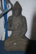 A large carved seated buddha of Balinese volcanic rock constructions origin The buddha in the