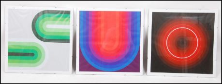 A collection of 3 framed 1970's Bauhaus prints of square form by D.John being limited edition.