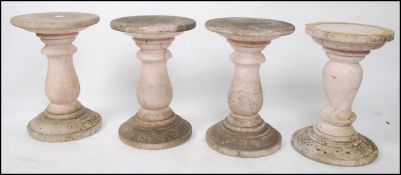 A set of 4 early 20th century Italian marble column plinths / garden statue - bust stands.