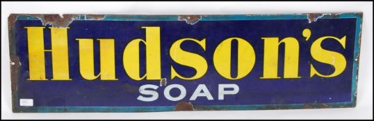 A vintage circa 1930's Hudson's soap advertising enamel sign,