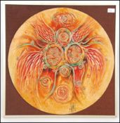 A mid century Margo Ammon Bailey rare art pottery lava wall art tile plaque of mid century atomic