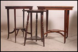 An Edwardian oak marquetry inlaid centre