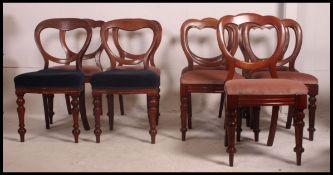 A set of 8 Victorian mahogany balloon ba