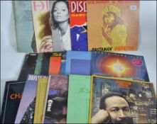 A collection of long play vinyl records