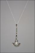 A silver marcasite and opal pendant neck