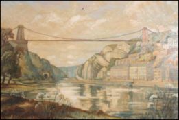 A large framed oil on board painting - s