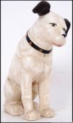 A large cast iron white HMV advertising His Masters Voice dog Nipper money bank.