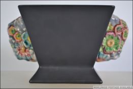 A Clarice Cliff Bizarre ' My Garden ' twin handled vase complete with the frog insert.