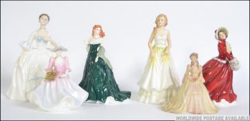 A group of ceramic figurines to include Royal Doulton Kays Kelly HN3222 and Anita HN3765 a Compton
