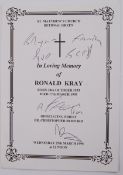 KRAY TWINS: An original Ron Kray Funeral Service programme from St Matthew's Church,