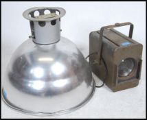 A vintage 1950's Strand Theatre light dating to the mid century of square form together with an