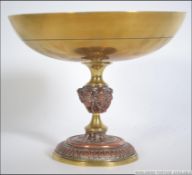 A stunning late 19th century / early 20th century brass and copper rose bowl tazza heavily