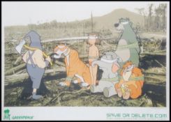 Banksy - A framed and glazed BANKSY ' Save or Delete ', Greenpeace poster and Ephemera,