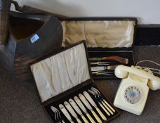a collection of 20th century iems to include a cased carving set, cased set of fish cutlery,