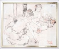 Bernard Dufour ( French 1922-) A mid century acrylic on canvas known as ' The Picnic ' being