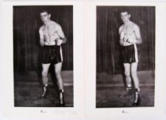 THE KRAYS: A pair of large sized black and white prints 45cm x 32cm each,