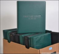 A collection of 14x FDC First Day Cover stamp albums. Each able to hold 70 covers or postcards.