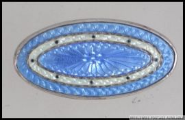 A believed Scandinavian sterling silver and enamel set lozenge brooch being stamped to verso with