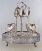 A good silver plated 4 piece breakfast set - cruet by 1 by Samuel Roberts & Charles Belk - 1863.