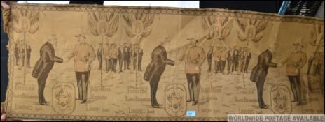 An early Edwardian 20th century framed and glazed 1908 tapestry for the Franco British Exhibition